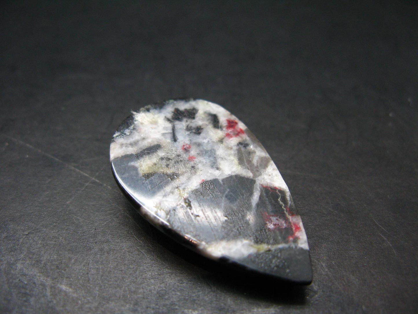 Cinnabar in Dolomite Cabochon from China - 9.24 Grams - 37 x 23 mm