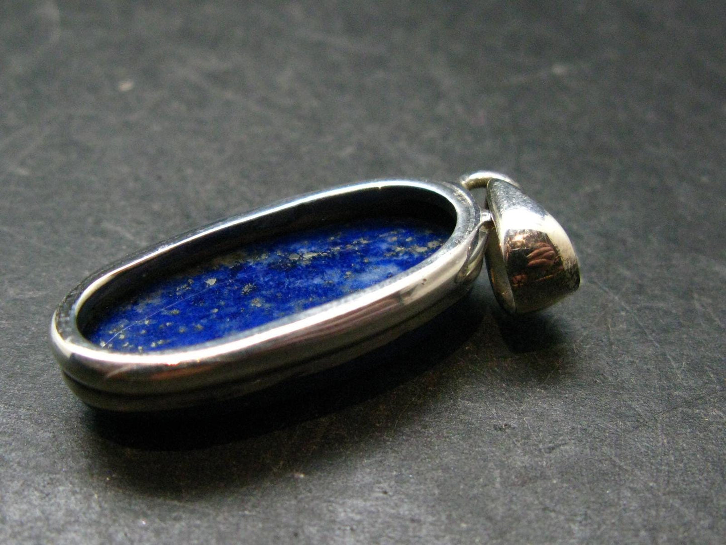 Lapis Lazuli Silver Pendant From Afghanistan - 1.6" - 8.47 Grams