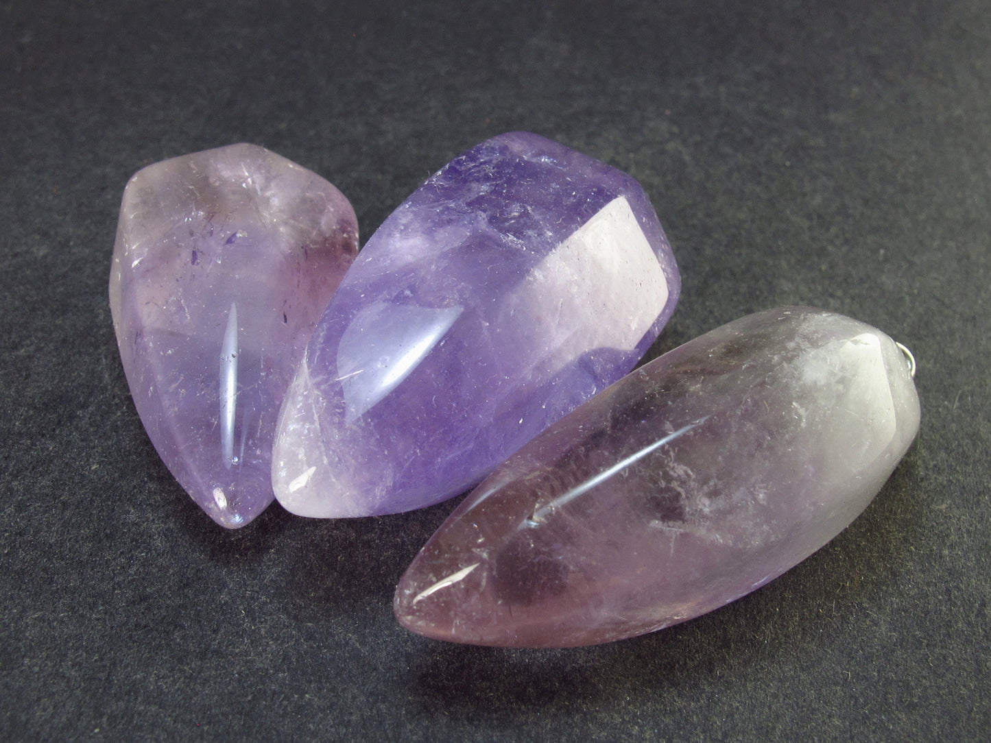 Set of 3 Lavender Amethyst Pendants From Brazil