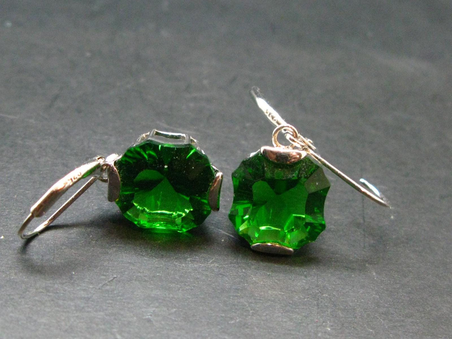 Helenite Gaia Stone Gem Sterling Silver Earrings From Washington - 4.57 Grams