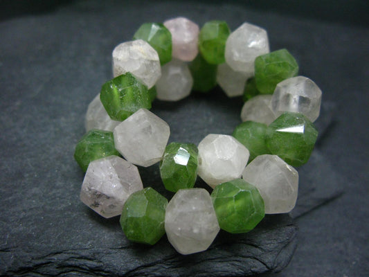 Peridot & Topaz Genuine Bracelet ~ 8 Inches ~ Facetted Beads