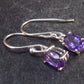 Orchid St. Valentine Gem!! Oval Shaped Faceted Natural Amethyst 925 Sterling Silver Drop Earrings - 0.8" - 1.3 Grams