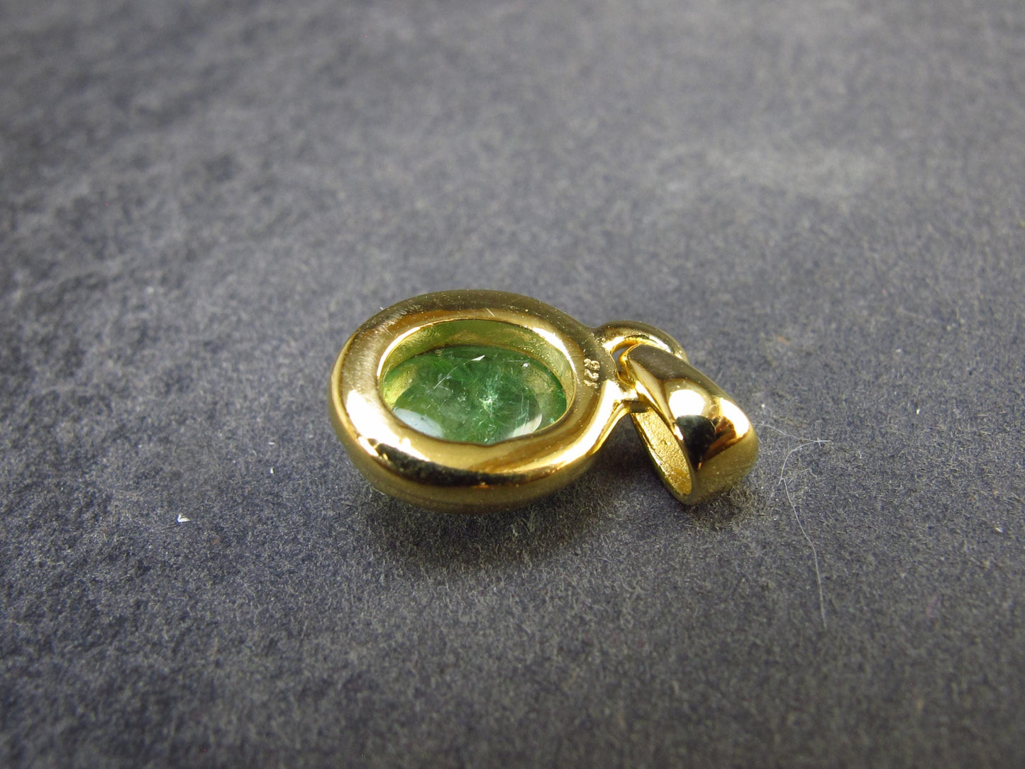 Tsavorite Green Garnet Gold Plated Silver Pendant from Tanzania - 0.7" - 1.76 Grams