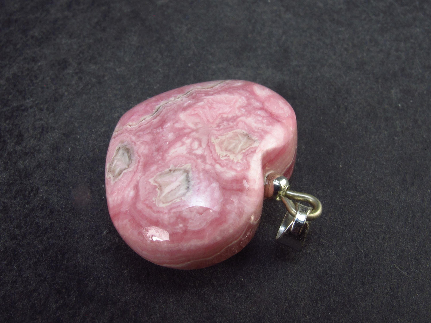 Rhodochrosite Heart Silver Pendant from Alma Colorado - 1.2" - 15.4 Grams