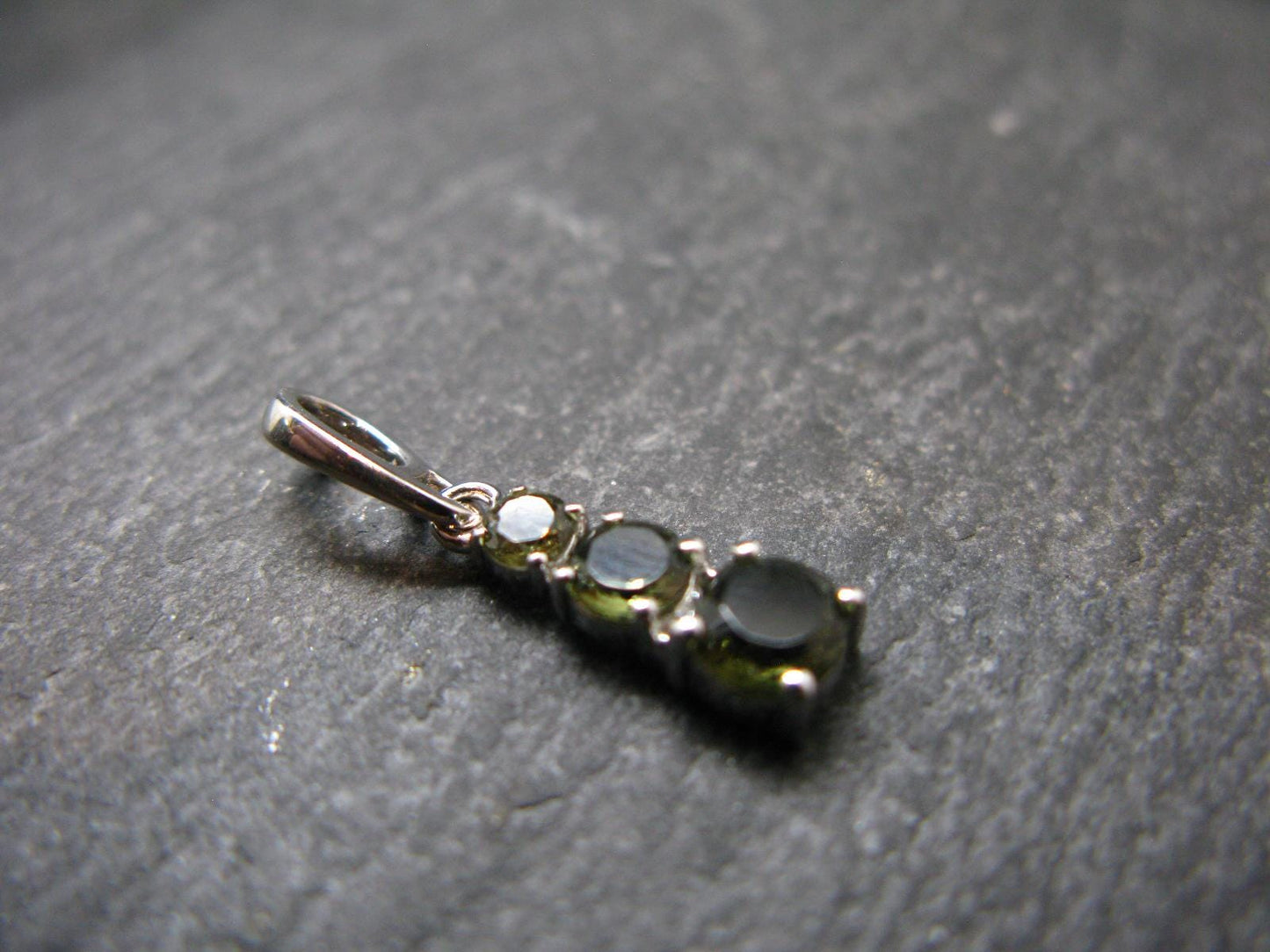 Moldavite Tektite Silver Pendant from Czech Republic - 0.8" - 0.92 Grams
