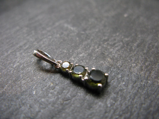 Moldavite Tektite Silver Pendant from Czech Republic - 0.8" - 0.92 Grams