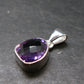 Large Genuine Rich Purple Amethyst Sterling Silver Pendant From Brazil - 0.9" - 3.32 Grams