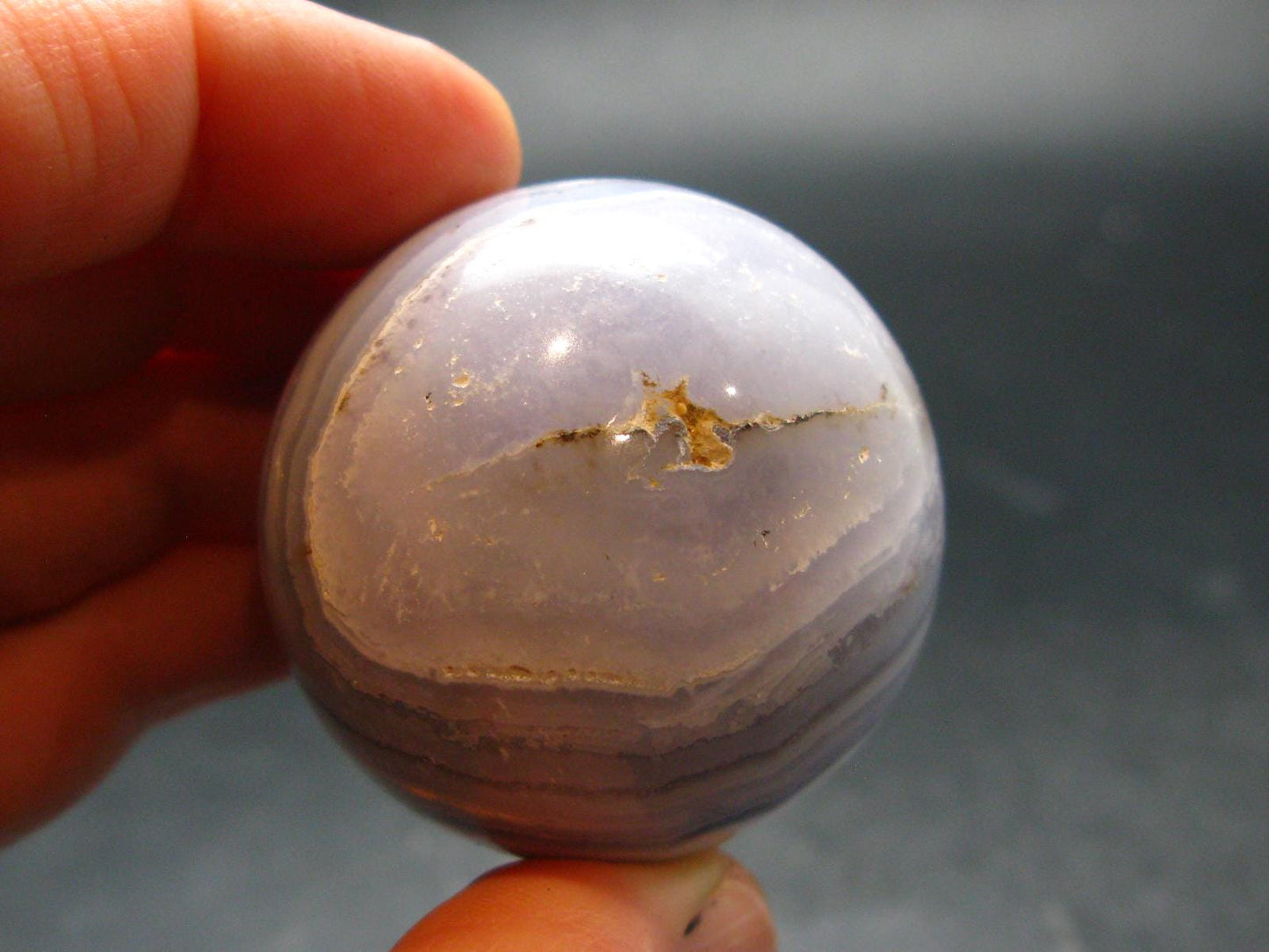 Rare Blue Lace Holly Chalcedony Agate Sphere From Malawi - 1.5"