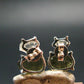 Moldavite & Herkimer Diamond Silver Stud Earrings - 0.7" - 2.29 Grams