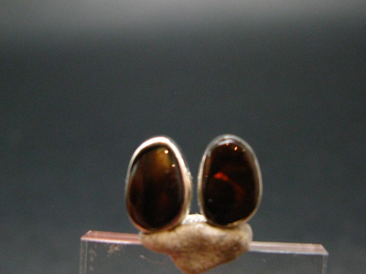 Fire Agate Stud Earrings From Mexico - 0.6" - 2.0 Grams