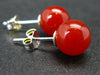 925 Sterling Silver Natural 8mm Round / Ball Carnelian Gemstones Stud Earrings