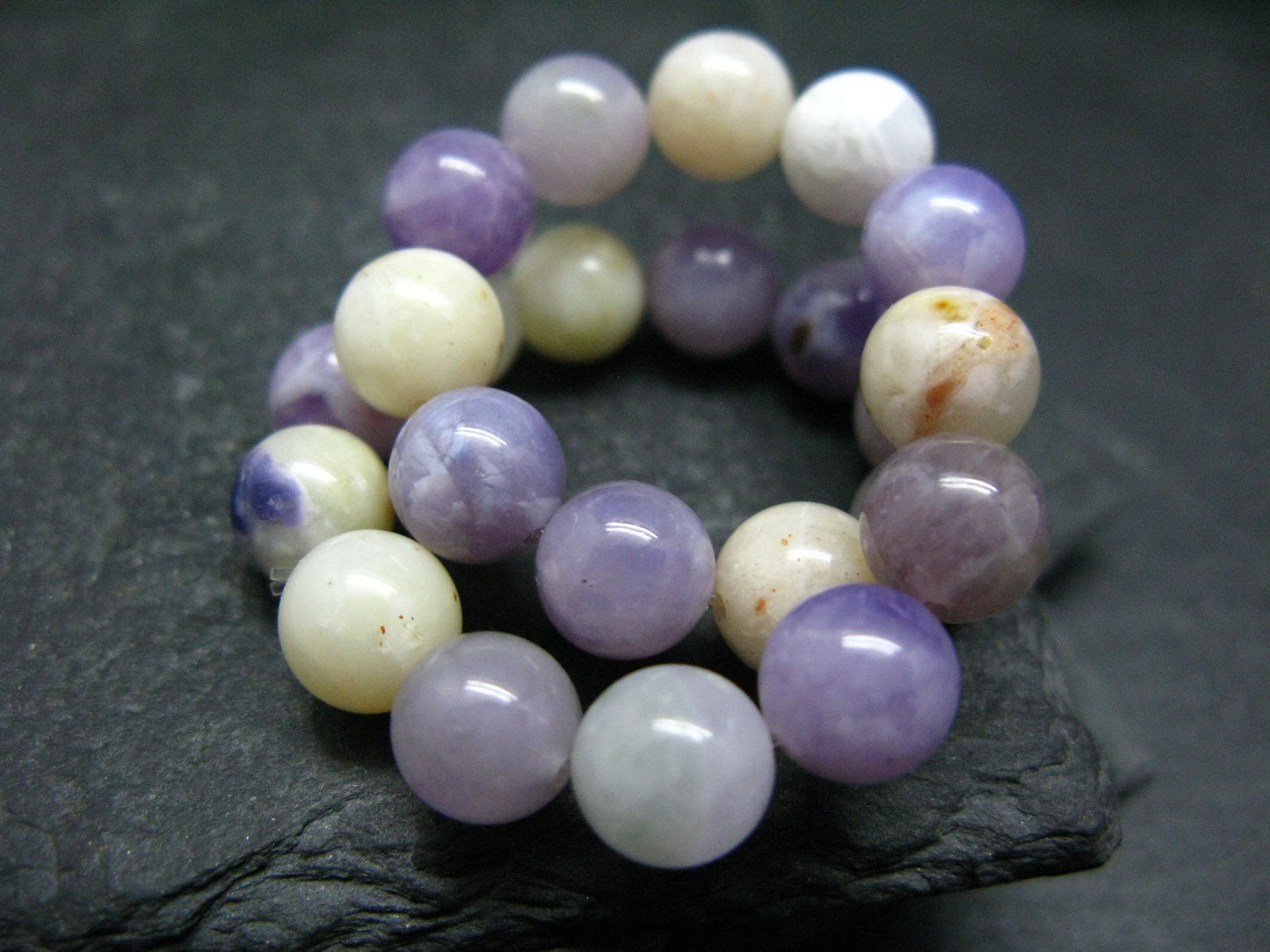 Tiffany Stone Violet Opal Genuine Bracelet ~ 7 Inches ~ 8mm Round Beads