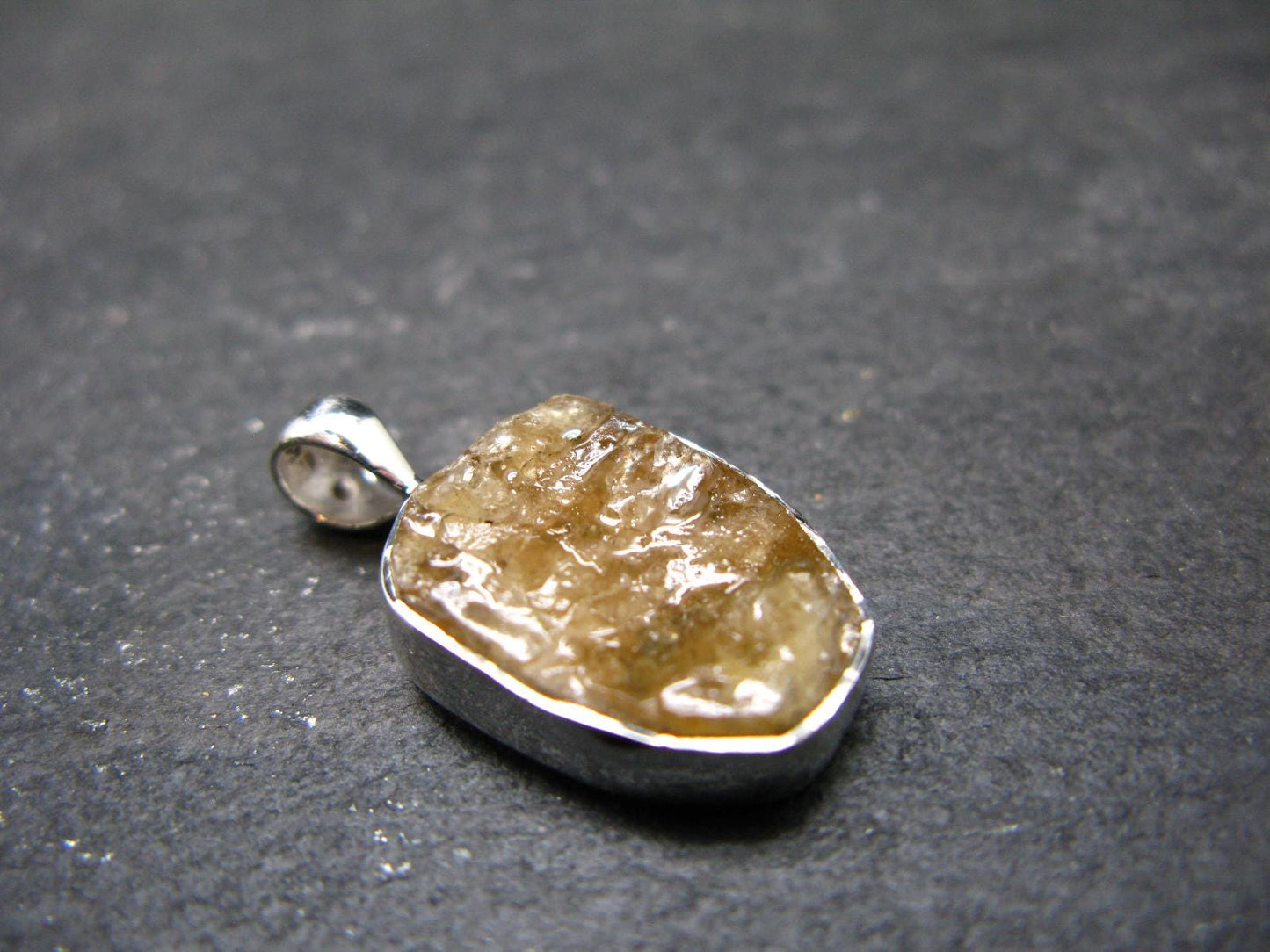 Large Natural Agni Gold Danburite Sterling Silver Pendant from Tanzania - 1.0" - 3.16 Grams