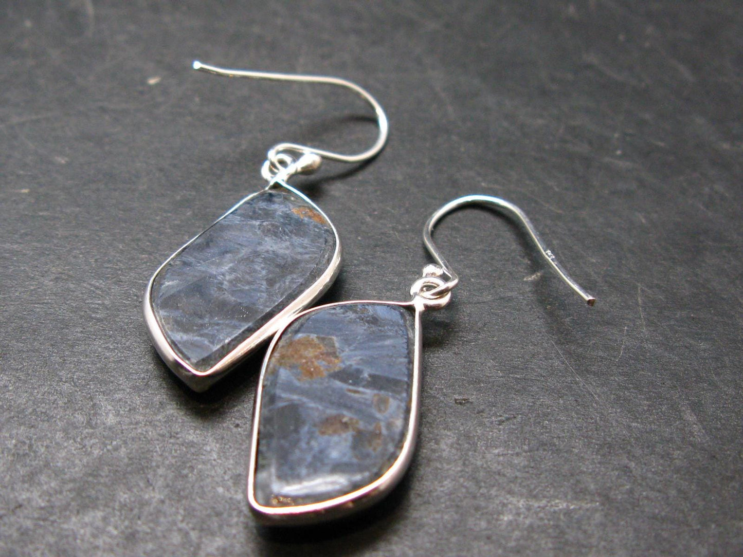 Natural Pietersite Silver Earrings from Namibia - 1.5" - 5.32 Grams