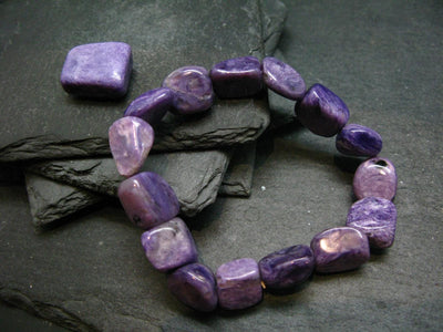 Charoite Genuine Bracelet ~ 7 Inches ~ 14mm Tumbled Beads