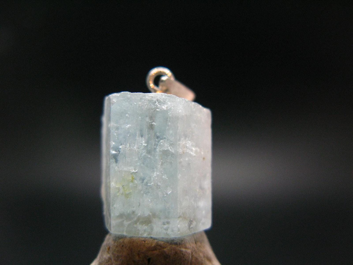 Aquamarine Gem Sterling Silver Pendant From Brazil - 0.8" - 2.81 Grams