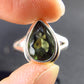 Moldavite Tektite Facetted Silver Ring from Czech Republic - Size 7.25 - 5.93 Grams