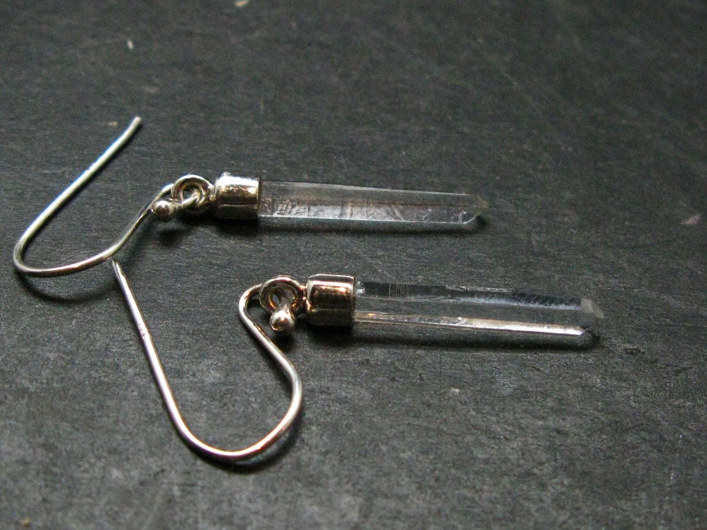 Lemurian Quartz Seed Crystal Silver Earrings From Brazil - 1.5"
