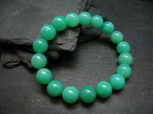 AAA Grade Chrysoprase Genuine Bracelet ~ 7 Inches ~ 12mm Round Beads