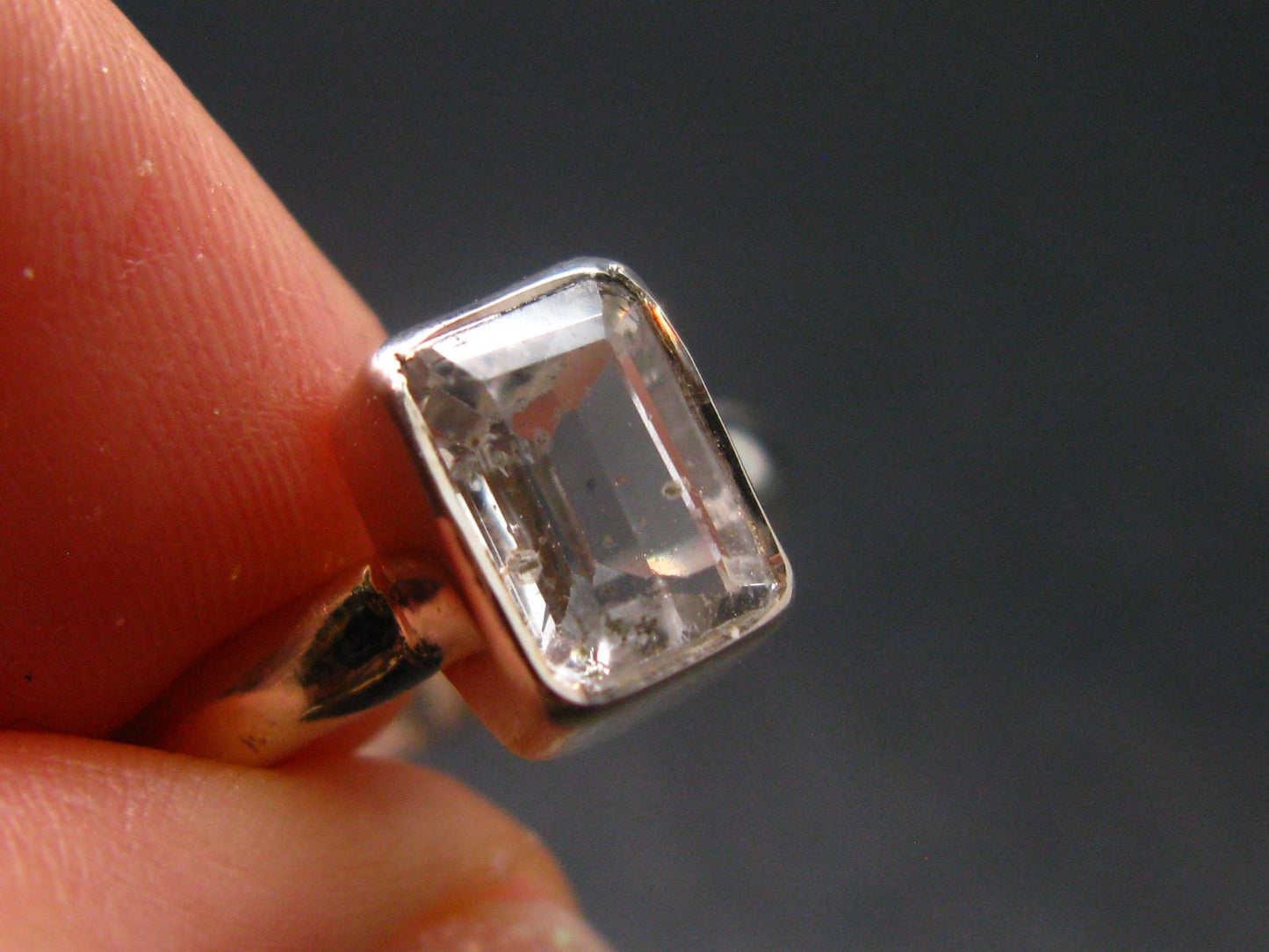 Phenakite Phenacite Crystal Facetted Silver 1.81 Carats Ring From Russia - Size 8 - 2.19 Grams