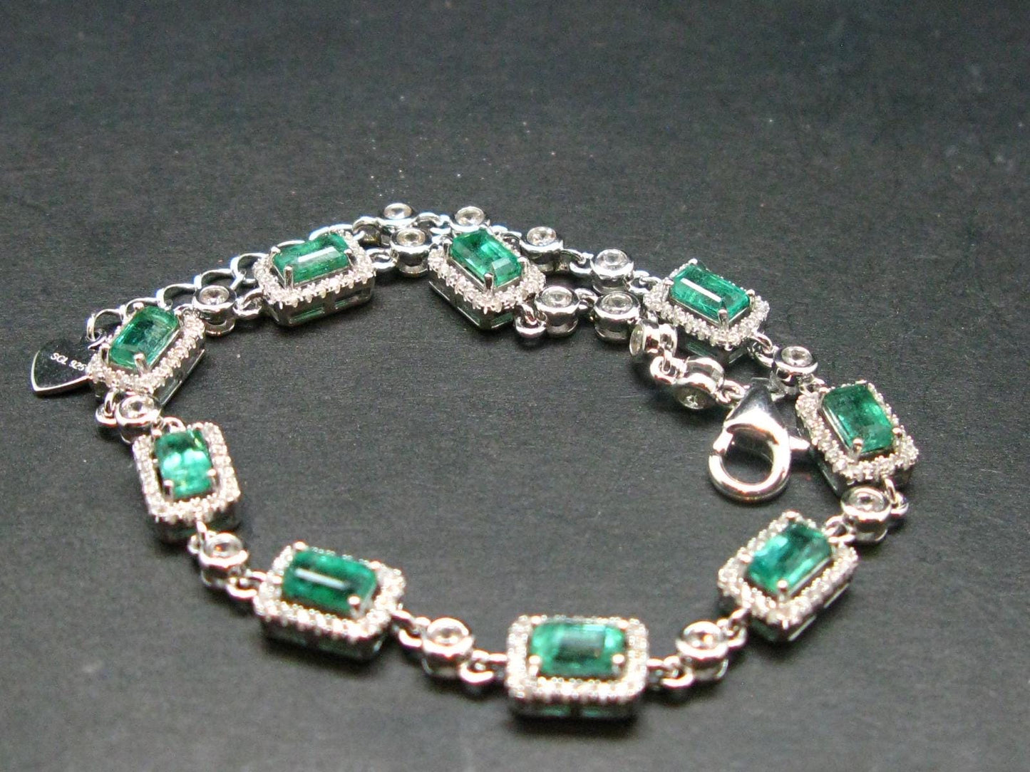 Emerald Silver Bracelet From Colombia - 2.46 Carats