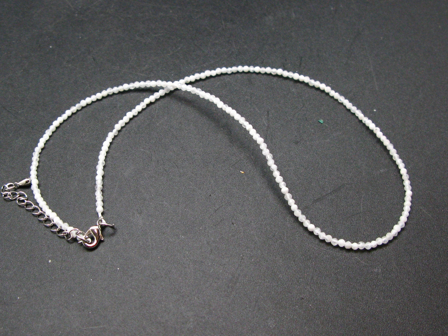 Lightweight Gem Sparkly Faceted Moonstone Tiny 2mm Round Beads Necklace from Madagascar - 16"