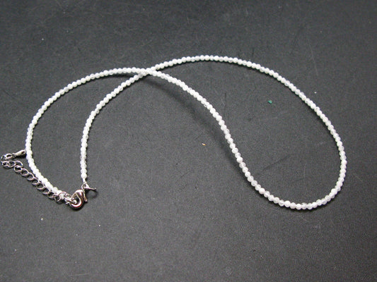 Lightweight Gem Sparkly Faceted Moonstone Tiny 2mm Round Beads Necklace from Madagascar - 16"