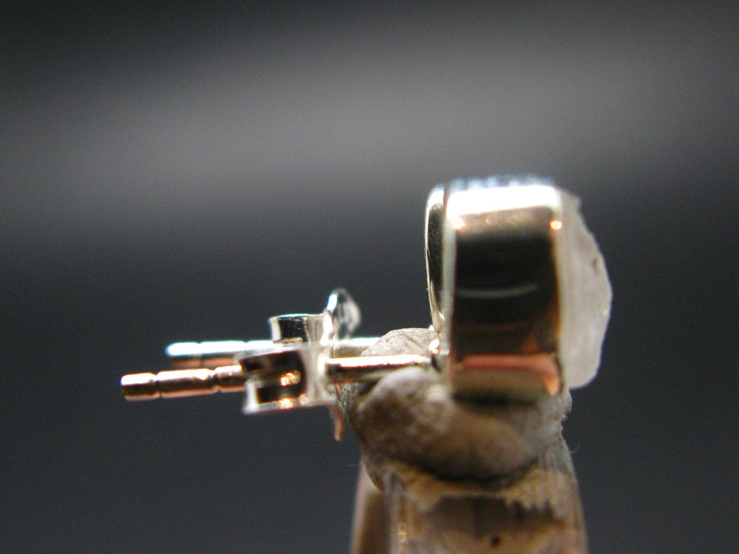 Natrolite Stud Earrings Sterling Silver From Tanzania - 1.34 Grams