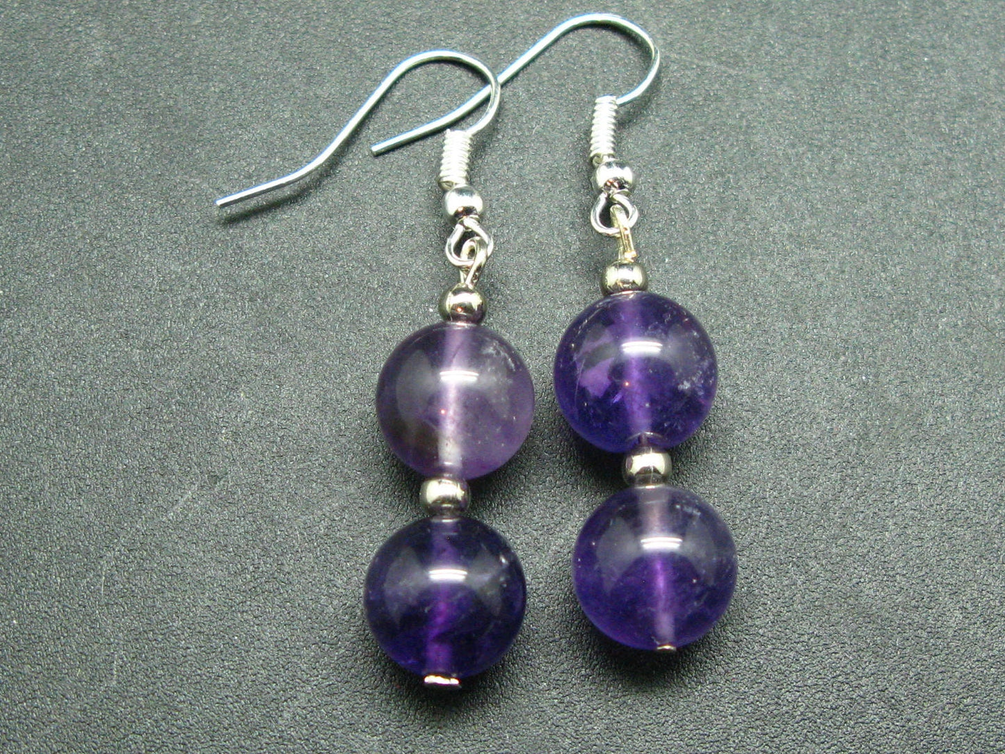 Natural Rich Purple Color Amethyst Beads Dangle Shepherd Hook Earrings from Brazil