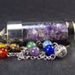Glass Tube with Amethyst Pendulum and 7 Chakra Beads Chain - 10.6"