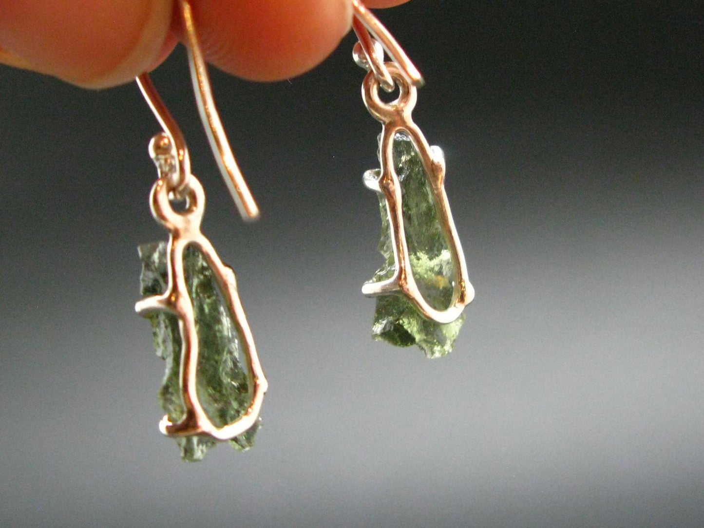 Moldavite Tektite Silver Earrings from Czech Republic - 1.84 Grams