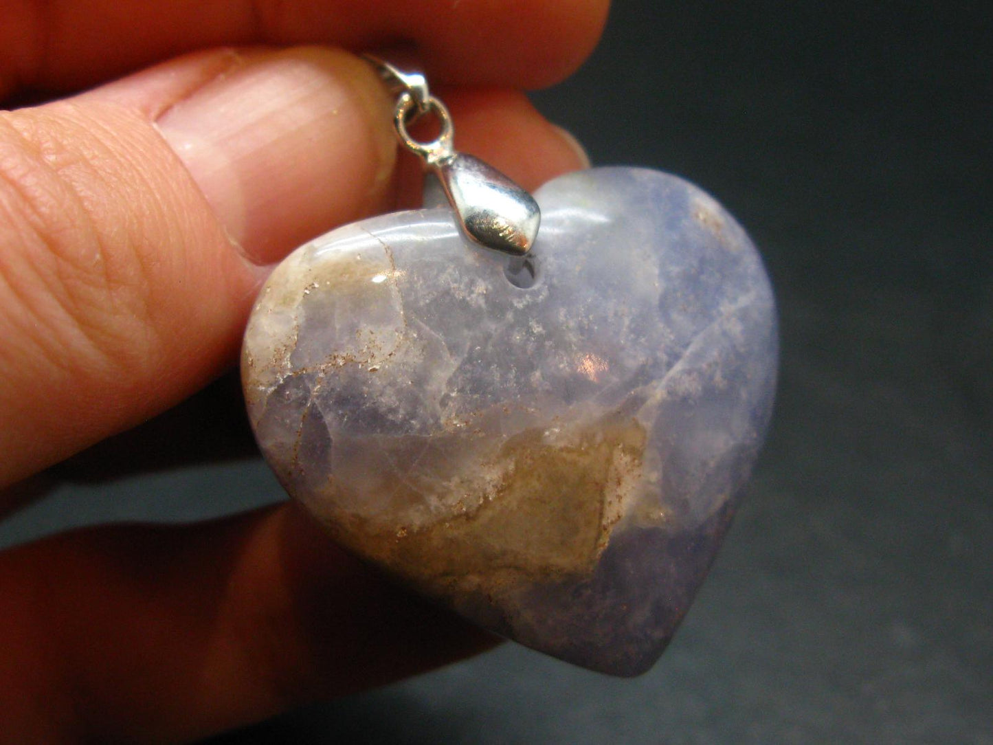 Rare Raw Hackmanite Silver Heart Pendant from Afghanistan - 1.6" - 13.51 Grams