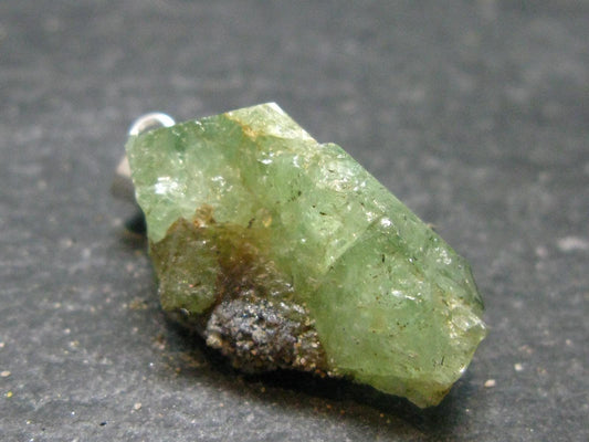 Tsavorite Gem Green Garnet Sterling Silver Pendant From Tanzania - 1.1" - 5.25 Grams