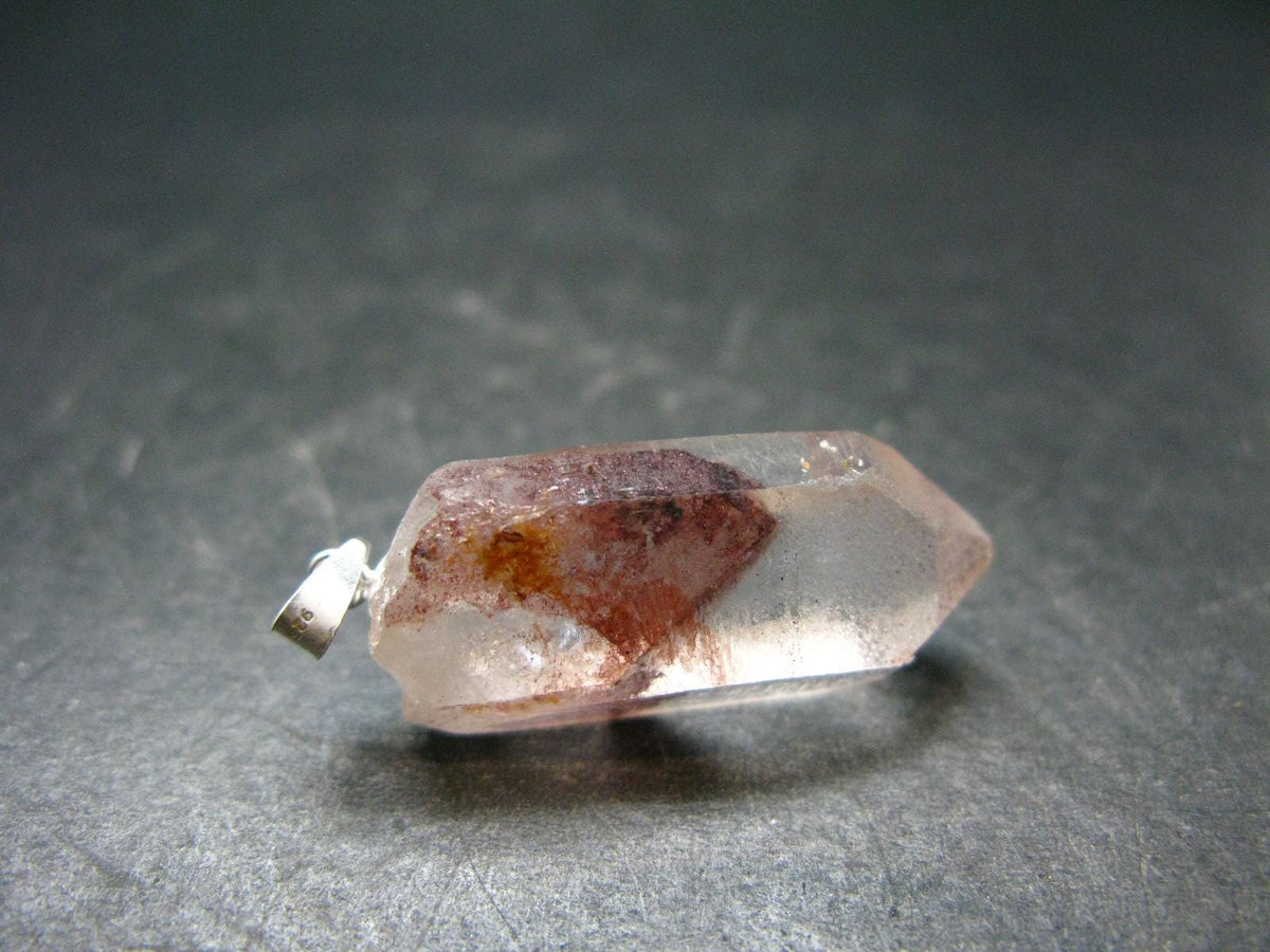 Phantom Hematite in Quartz Crystal Pendant From India - 1.4" - 6.14 Grams