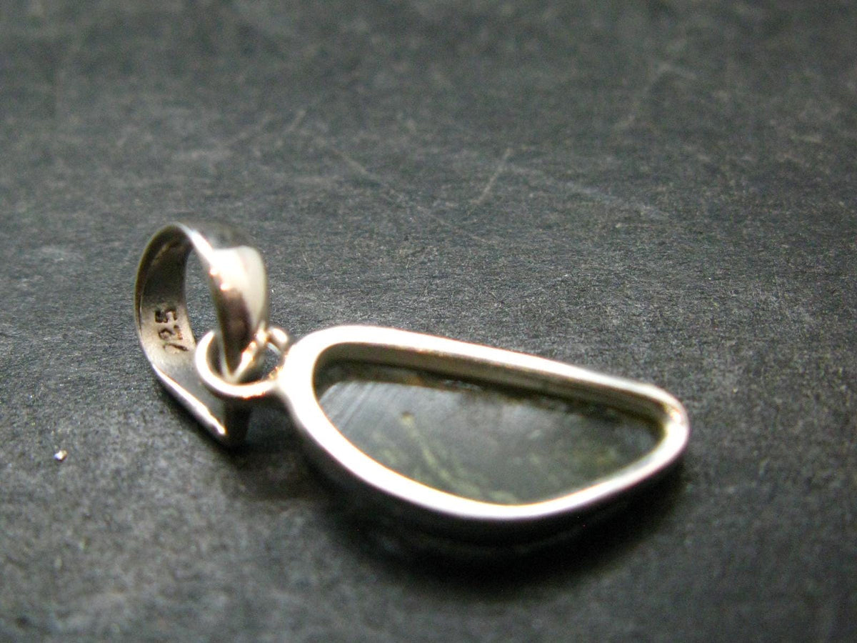 Moldavite Tektite Silver Pendant from Czech Republic - 1.0" - 1.08 Grams
