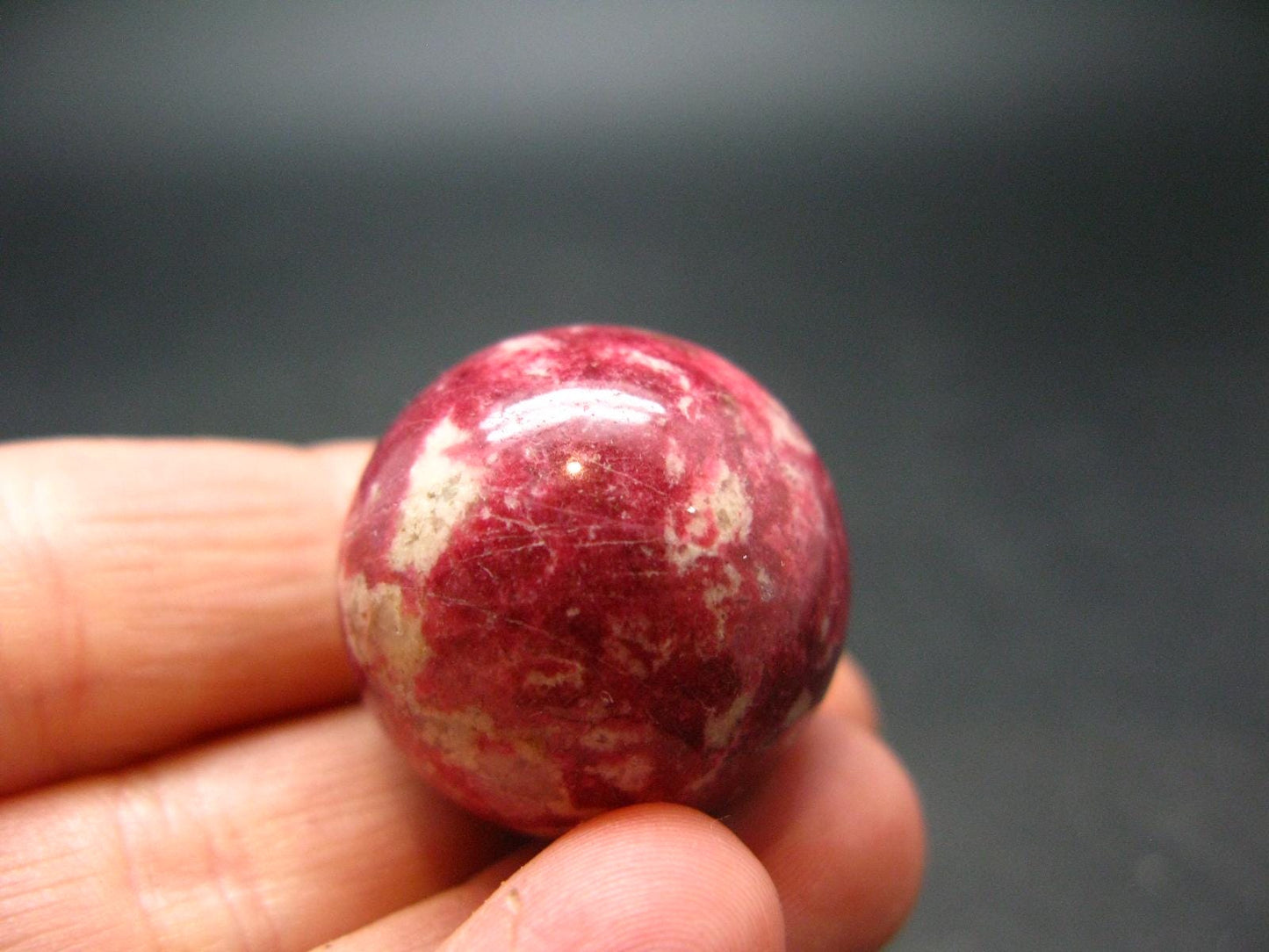 Rare Red Thulite Sphere Ball From Norway - 0.9" - 23.15 Grams