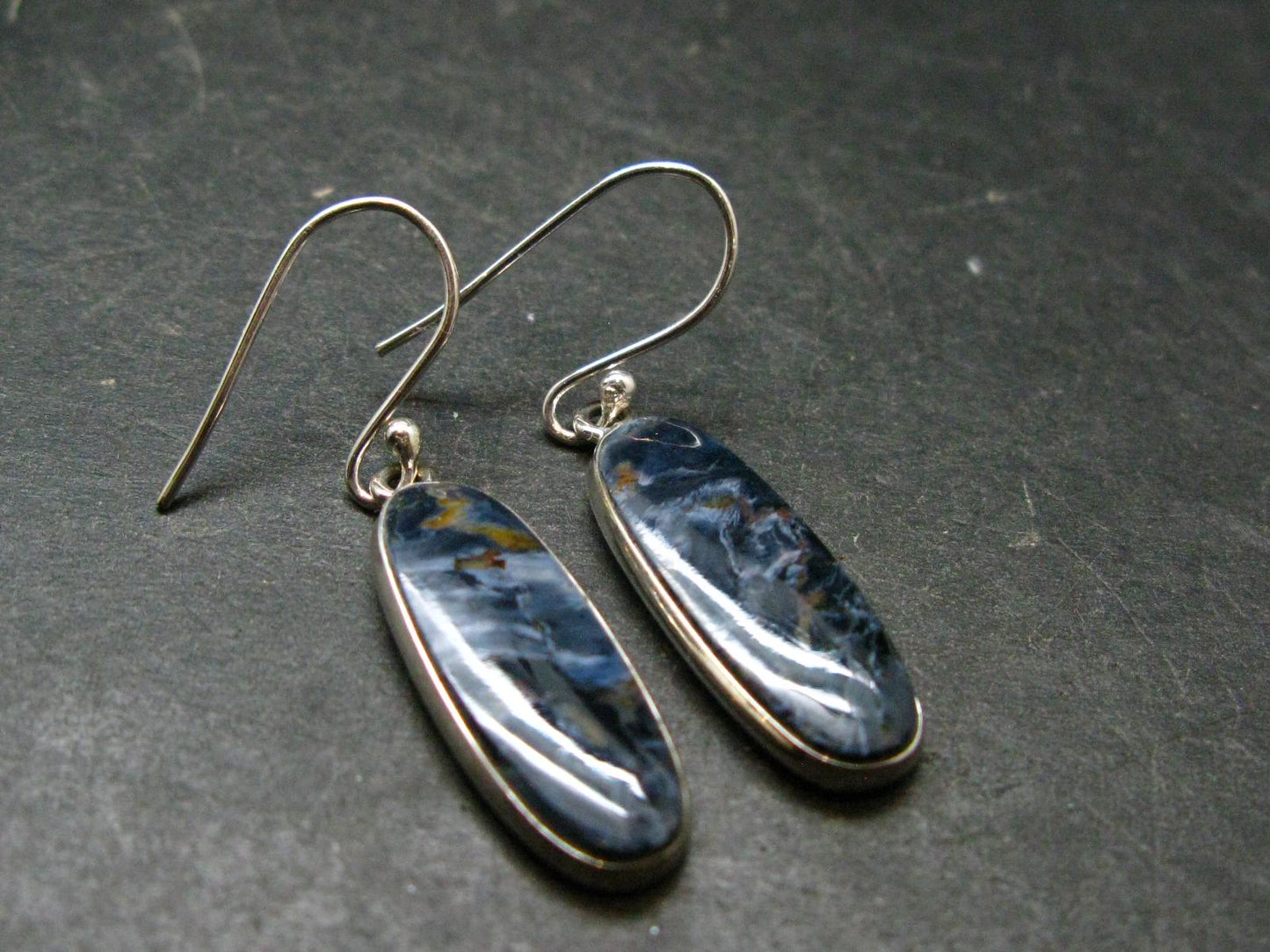Natural Pietersite Silver Earrings from Namibia - 1.6" - 3.79 Grams