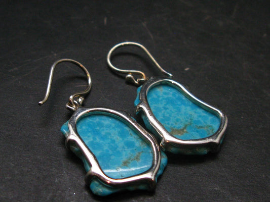Nice Raw Natural Turquoise Sterling Silver Earrings from Mexico - 7.25 Grams