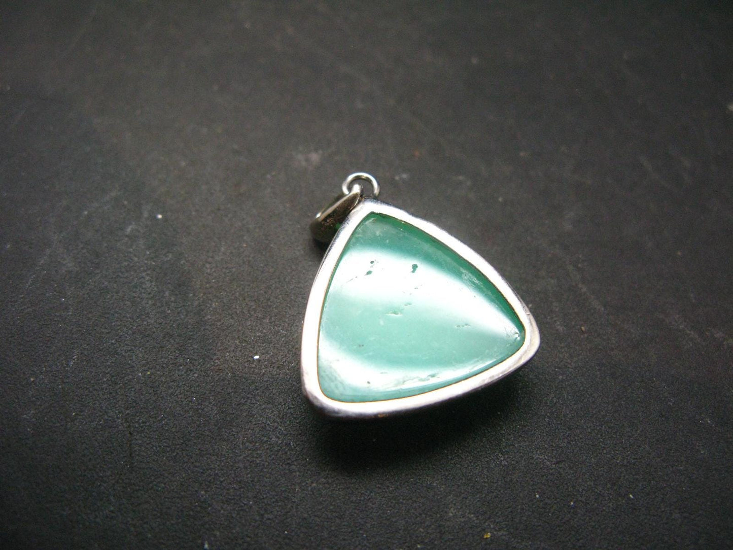 Rich Green Chrysoprase Silver Pendant From Australia - 1.1" - 5.03 Grams