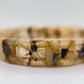 Rutilated Quartz Tile Bracelet – Natural Golden Inclusion Stretch Jewelry