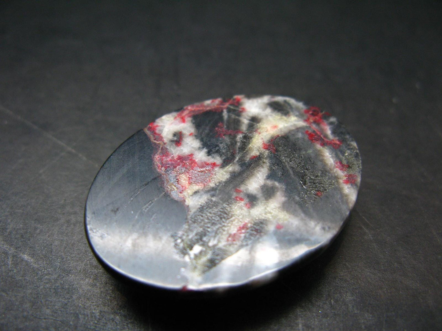 Cinnabar in Dolomite Cabochon from China - 18.54 Grams - 38 x 29 mm