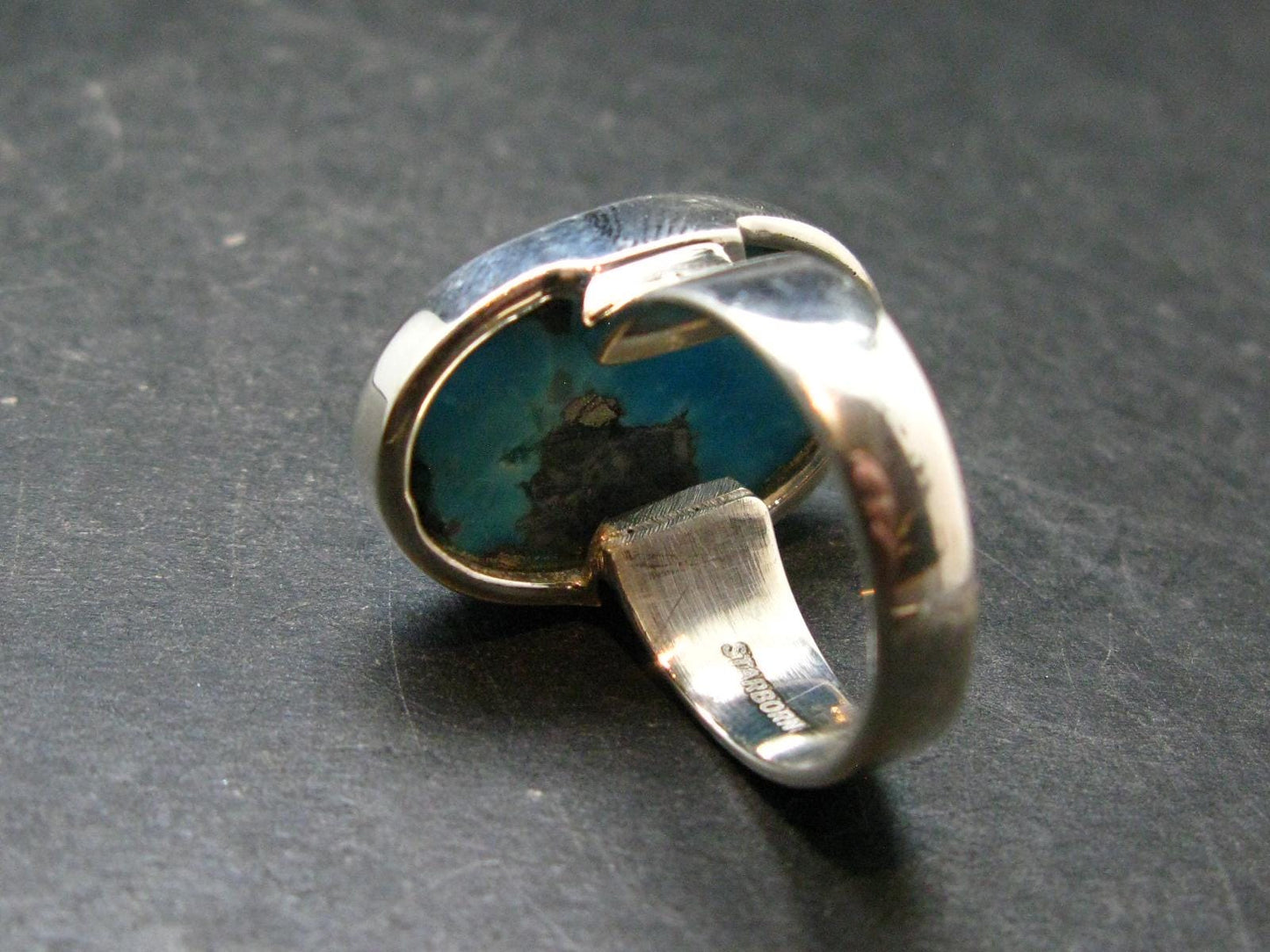 Genuine Turquoise Sterling Silver Ring - 11.53 Grams - Size 9