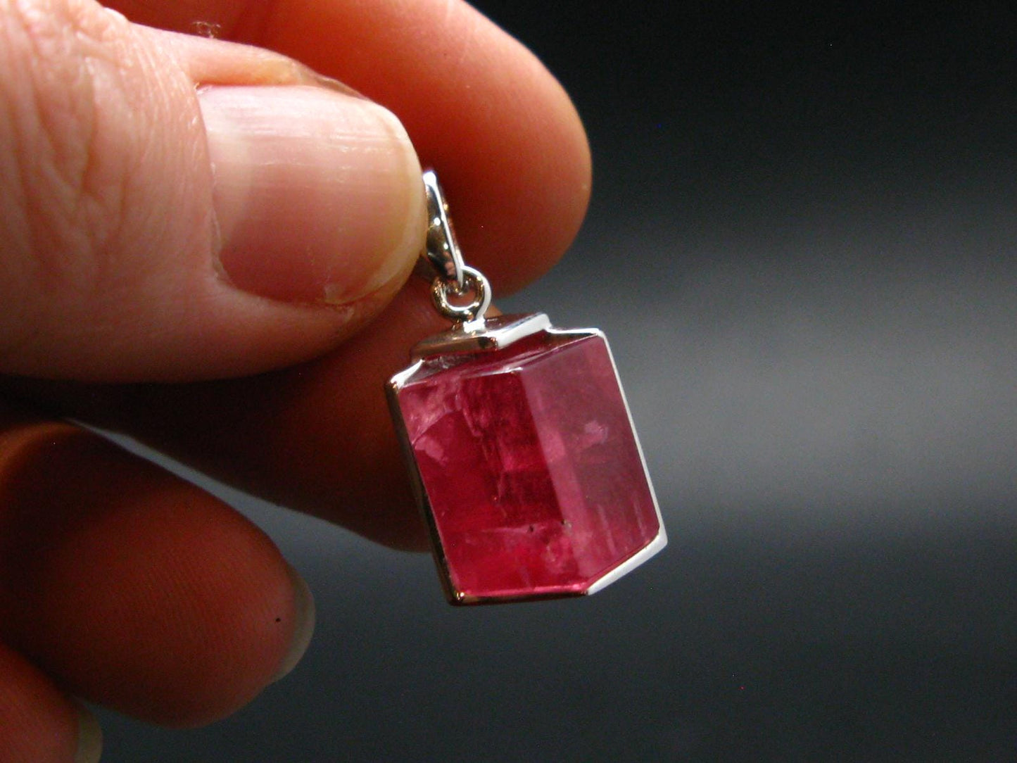 Rhodochrosite Sterling Silver Pendant From Alma Colorado - 1.0" - 4.58 Grams