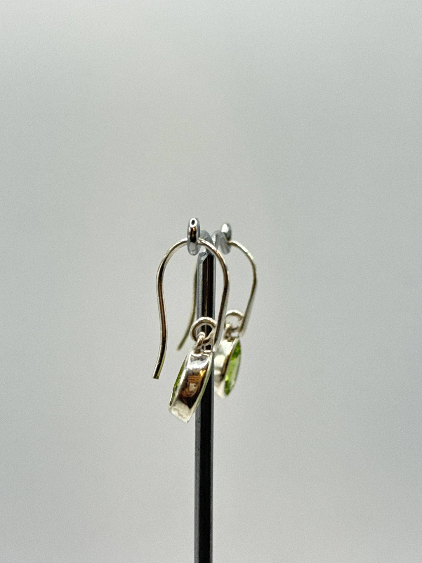 Sterling Silver Peridot Teardrop Dangle Earrings | August Birthstone