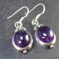 Minimalist Oval Shaped Cabochon Natural Amethyst 925 Sterling Silver Drop Earrings - 1.3" - 6.7 Grams