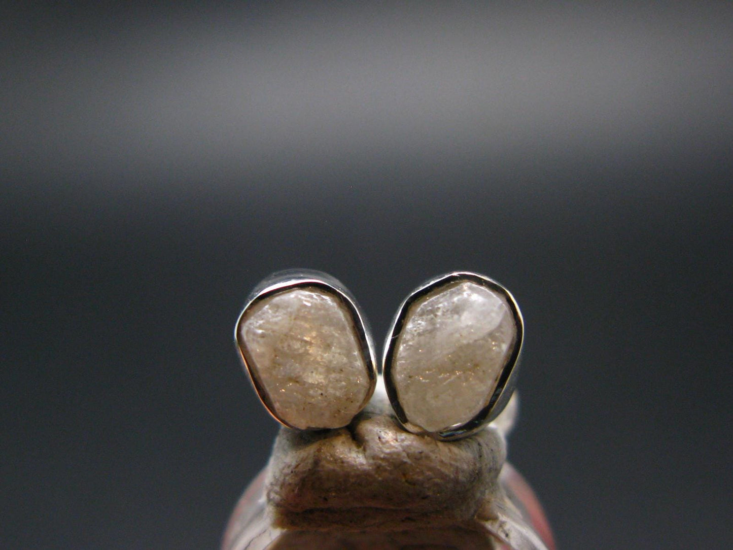 Very Rare White Cryolite 925 Silver Stud Earrings from Greenland - 0.6" - 1.29 Grams