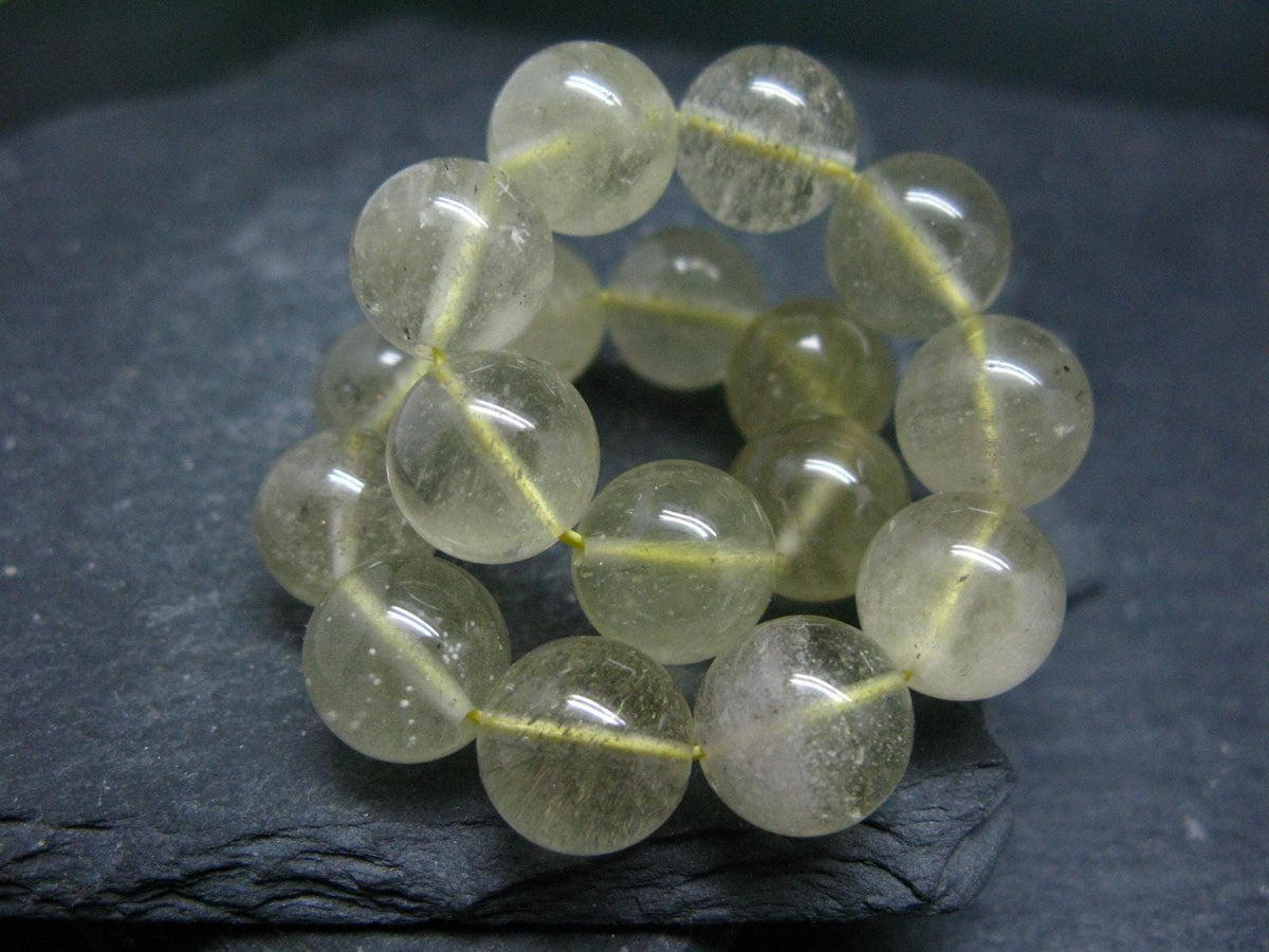 Libyan Tektite Glass Genuine Bracelet ~ 7 Inches ~ 12mm Round Beads