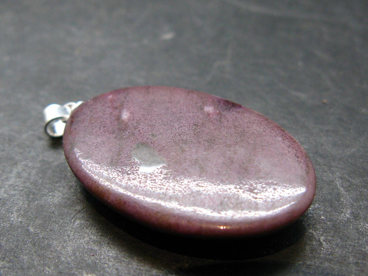 Purple Jade Silver Plated Pendant From Turkey - 1.4" - 5.16 Grams
