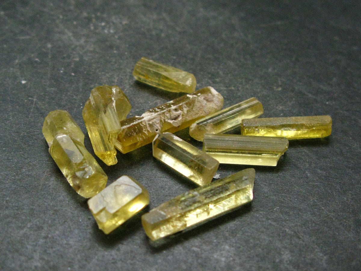 Lot of 10 Gem Heliodor Golden Beryl Crystals From Tajikistan - 10.88 Grams