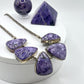 Charoite & Sterling Silver Geometric Necklace - 51.38 Grams